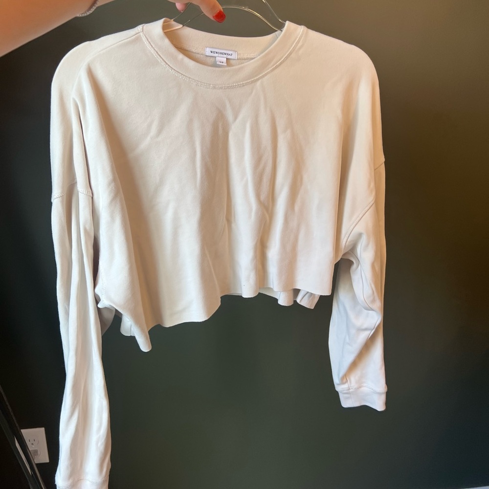 WeWoreWhat cropped cream sweatshirt size S